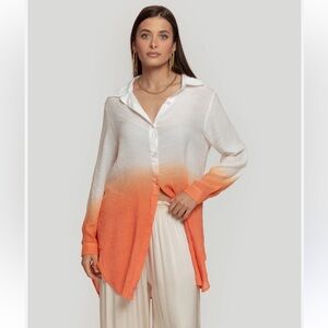 Tommy Bahama White and Orange Ombre Button-Down Shirt